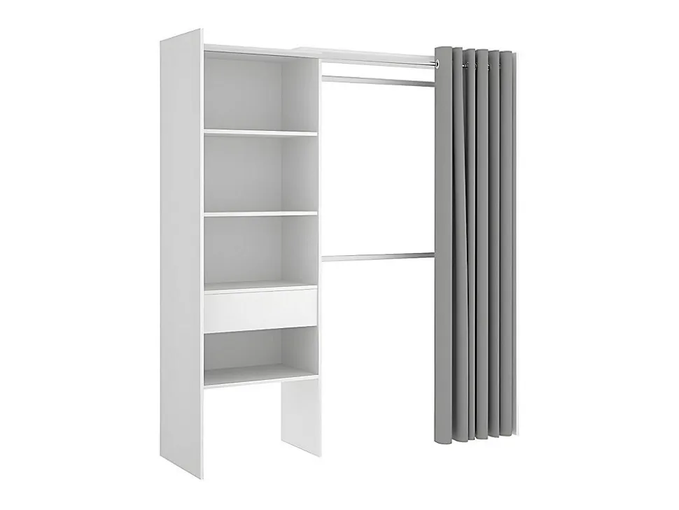 Dressing extensible LAURENT - L.110/160 cm - Coloris : Blanc et gris