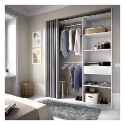 Dressing extensible LAURENT - L.110/160 cm - Coloris : Blanc et gris