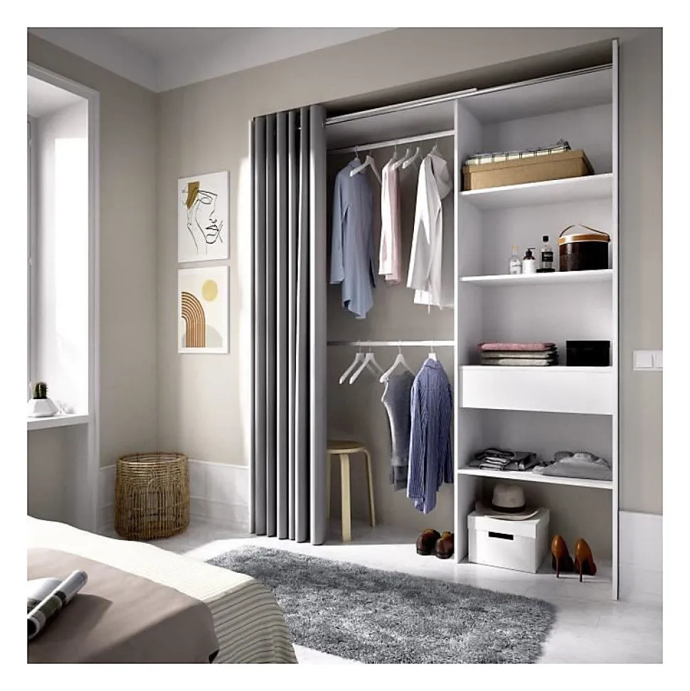 Dressing extensible LAURENT - L.110/160 cm - Coloris : Blanc et gris