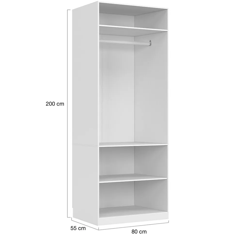 Dressing modulable TAYLOR 200 x 55 x 200 cm 3 modules avec penderies + étagères + tiroirs blanc