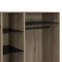 Dressing modulable TAYLOR 200 x 55 x 200 cm 3 modules avec penderies + étagères + tiroirs hêtre et noir
