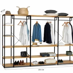 Dressing modulable XXL grande capacité L. 250 cm DETROIT design industriel