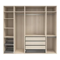 Dressing ouvert avec tiroirs et portes chaussures effet chêne GoodHome Atomia H. 225 x L. 250 x P. 58 cm