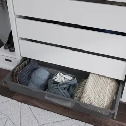 Dressing ouvert avec tiroirs et portes chaussures blanc GoodHome Atomia H. 225 x L. 250 x P. 58 cm