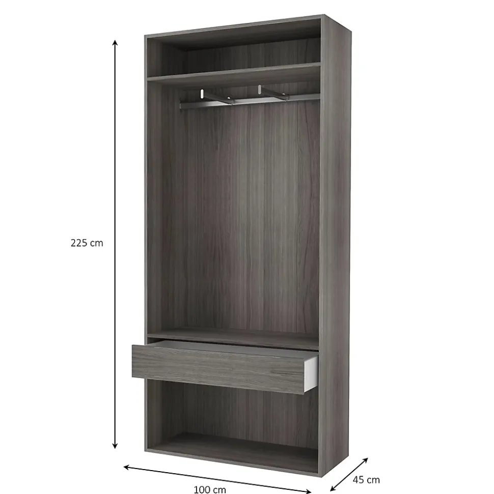 Dressing ouvert effet chêne grisé GoodHome Atomia H. 225 x L. 100 x P. 45 cm