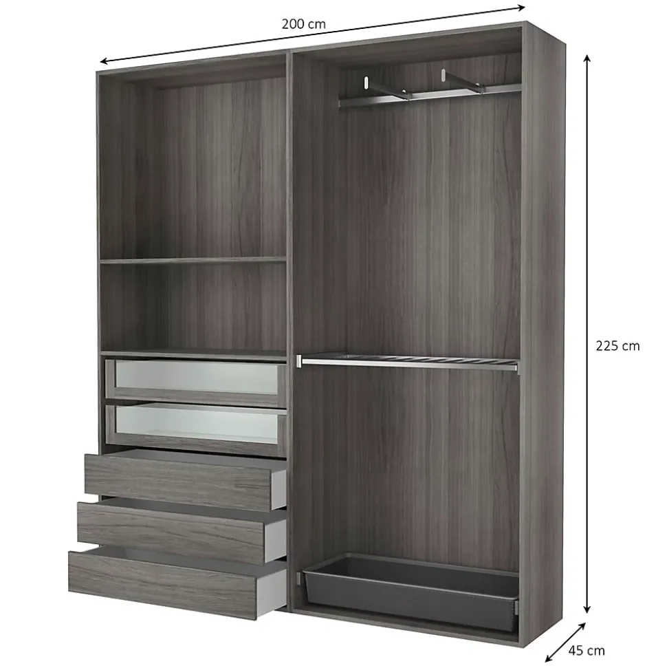 Dressing ouvert effet chêne grisé GoodHome Atomia H. 225 x L. 200 x P. 45 cm