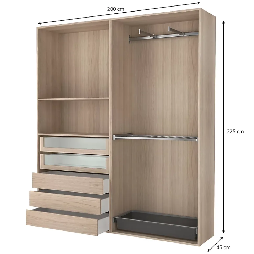 Dressing ouvert effet chêne GoodHome Atomia H. 225 x L. 200 x P. 45 cm