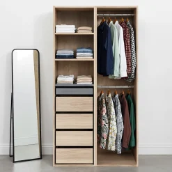 Dressing ouvert effet chêne GoodHome Atomia H. 187 x L. 100 x P. 58 cm