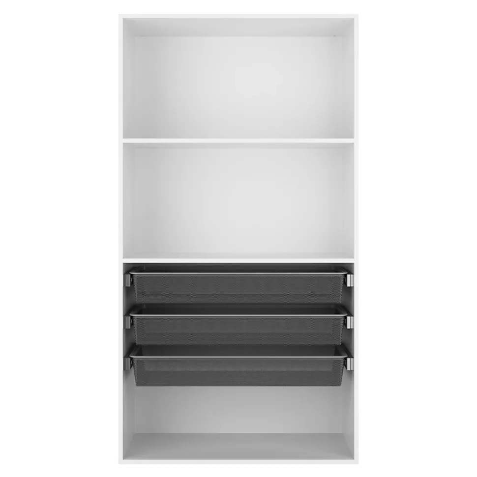 Dressing ouvert tablettes et tiroirs blanc GoodHome Atomia H. 187,5 x L. 100 x P. 45 cm