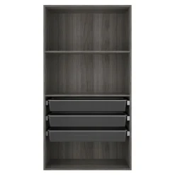 Dressing ouvert tablettes et tiroirs effet chêne grisé GoodHome Atomia H. 187,5 x L. 100 x P. 45 cm