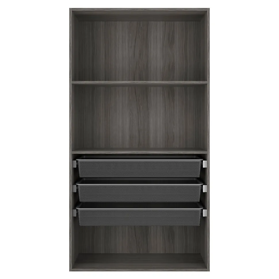 Dressing ouvert tablettes et tiroirs effet chêne grisé GoodHome Atomia H. 187,5 x L. 100 x P. 45 cm