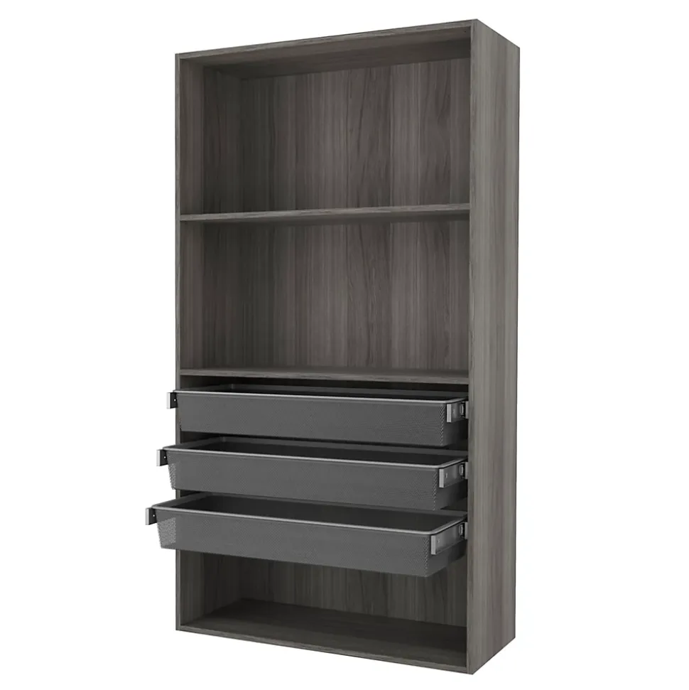 Dressing ouvert tablettes et tiroirs effet chêne grisé GoodHome Atomia H. 187,5 x L. 100 x P. 45 cm
