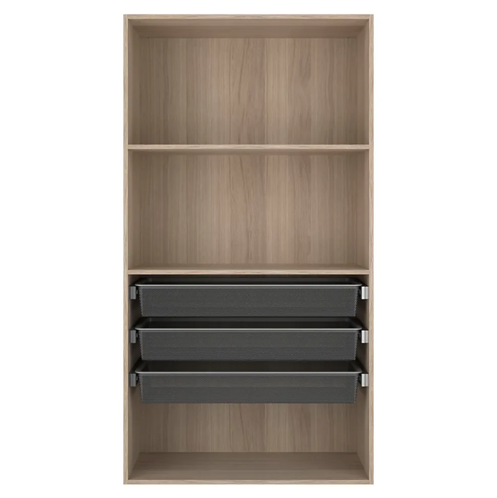 Dressing ouvert tablettes et tiroirs effet chêne GoodHome Atomia H. 187,5 x L. 100 x P. 45 cm
