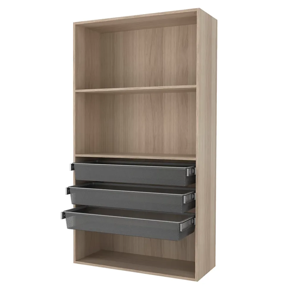 Dressing ouvert tablettes et tiroirs effet chêne GoodHome Atomia H. 187,5 x L. 100 x P. 45 cm