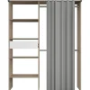 Dressing PARISOT GARY décor chêne et blanc avec rideau gris L143,5 x P47,9 x H201,9 cm