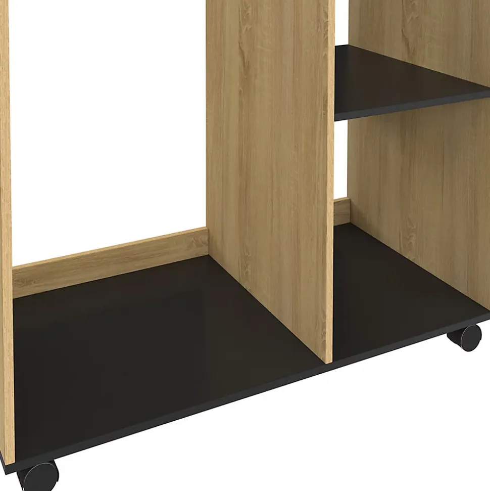 Dressing penderie RACHEL 80 x 40 x 120 cm à roulettes hêtre et noir
