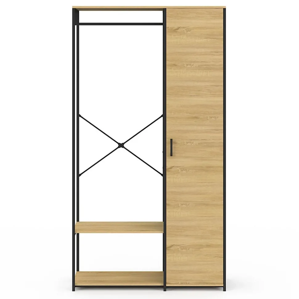 Dressing penderie étagères avec porte L. 90 cm DETROIT design industriel