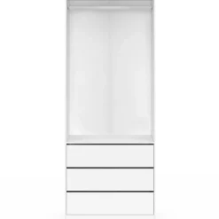 Dressing TAYLOR 80 x 55 x 200 cm 1 module avec penderie + 3 tiroirs blanc
