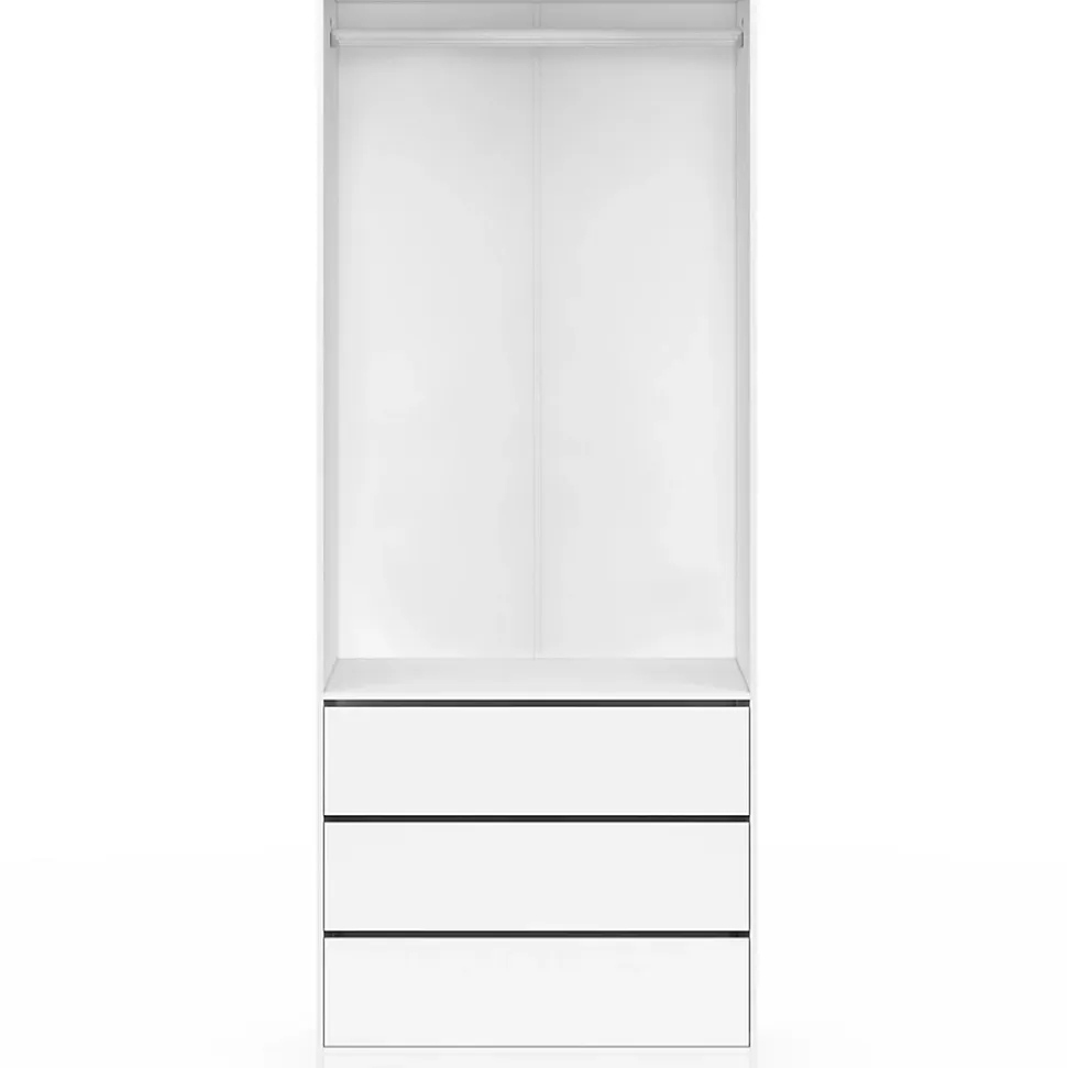 Dressing TAYLOR 80 x 55 x 200 cm 1 module avec penderie + 3 tiroirs blanc