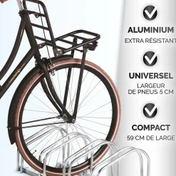 DUNLOP Support Vélo Râtelier Range Vélo - Sol ou Mural 4 Vélos, Support Garage Compact & Robuste, Montage Facile