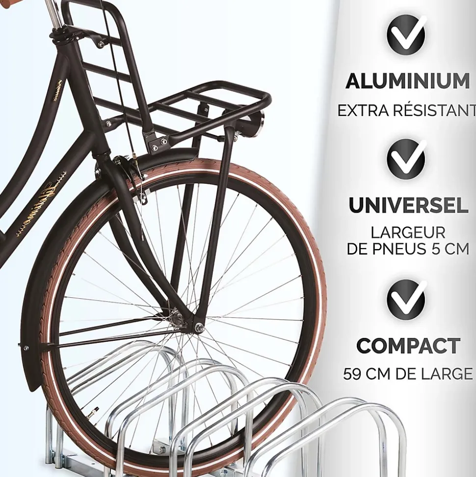 DUNLOP Support Vélo Râtelier Range Vélo - Sol ou Mural 4 Vélos, Support Garage Compact & Robuste, Montage Facile