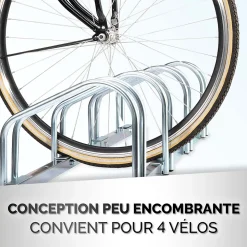 DUNLOP Support Vélo Râtelier Range Vélo - Sol ou Mural 4 Vélos, Support Garage Compact & Robuste, Montage Facile
