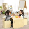 Emsemble de Table et Chaises en Bois de Bouleau,en Forme de U avec Poignees Rainurees et Coins Arrondis pour Salon,Chambre,bureau