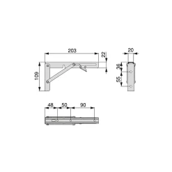 Emuca Jeu de Supports de pliage, longueur 203mm, Acier, Peint en blanc