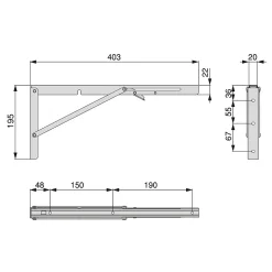 Emuca Jeu de Supports de pliage, longueur 403mm, Acier, Peint en blanc