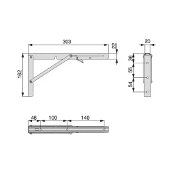 Emuca Jeu de Supports de pliage, longueur 303mm, Acier, Peint en blanc