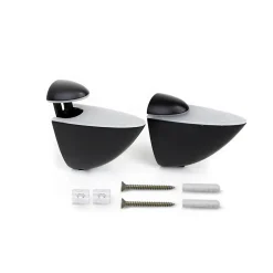 Emuca Jeu de supports Pelicano pour étagères en bois ou en verre, Plastique et Zamak, Peint en noir