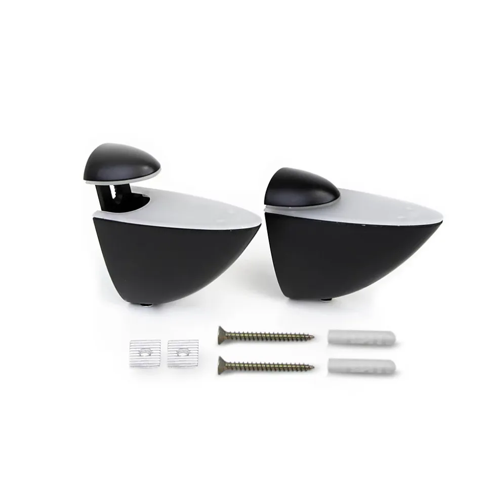 Emuca Jeu de supports Pelicano pour étagères en bois ou en verre, Plastique et Zamak, Peint en noir