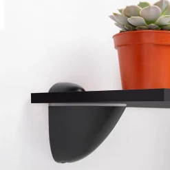 Emuca Jeu de supports Pelicano pour étagères en bois ou en verre, Plastique et Zamak, Peint en noir