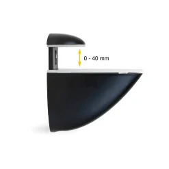 Emuca Jeu de supports Pelicano pour étagères en bois ou en verre, Plastique et Zamak, Peint en noir