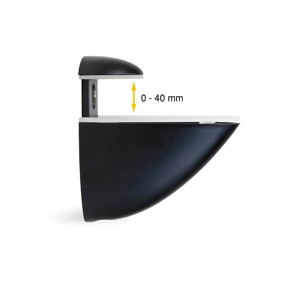 Emuca Jeu de supports Pelicano pour étagères en bois ou en verre, Plastique et Zamak, Peint en noir
