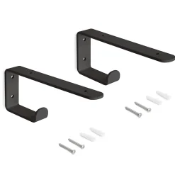 Emuca Jeu de supports pour étagères en bois Shelf avec cintre intégré, Acier, Peint en noir