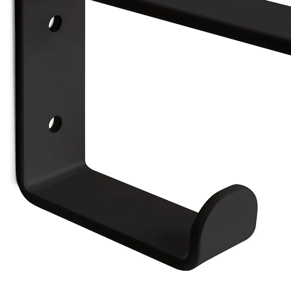 Emuca Jeu de supports pour étagères en bois Shelf avec cintre intégré, Acier, Peint en noir