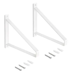 Emuca Jeu de supports pour étagères en bois Shelf avec forme triangulaire, Acier, Peint en blanc