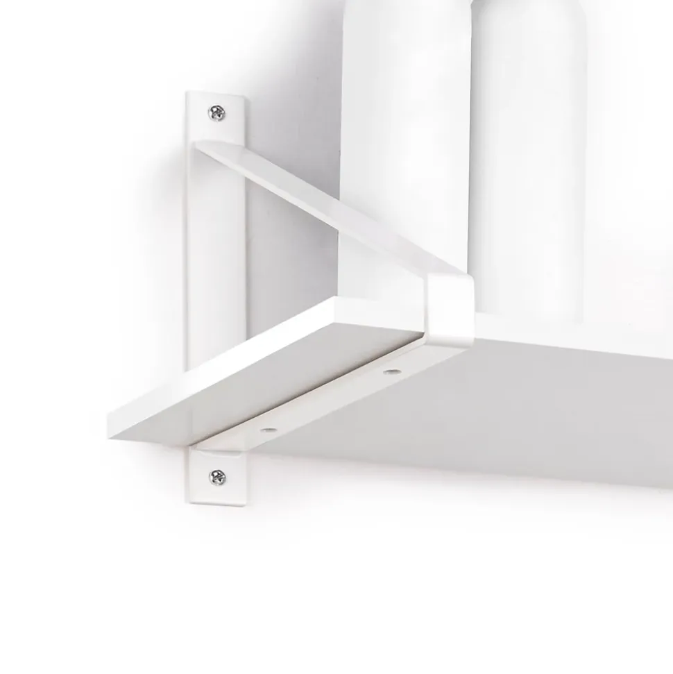 Emuca Jeu de supports pour étagères en bois Shelf avec forme triangulaire, Acier, Peint en blanc