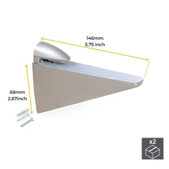 Emuca Jeu de supports pour tablette en bois ou en verre Halcon, Plastique et Zamak, Laqué nickel mat