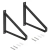 Emuca Jeu de supports pour étagères en bois Shelf avec forme triangulaire, Acier, Peint en noir