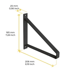 Emuca Jeu de supports pour étagères en bois Shelf avec forme triangulaire, Acier, Peint en noir