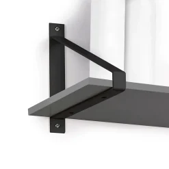Emuca Jeu de supports pour étagères en bois Shelf avec forme triangulaire, Acier, Peint en noir