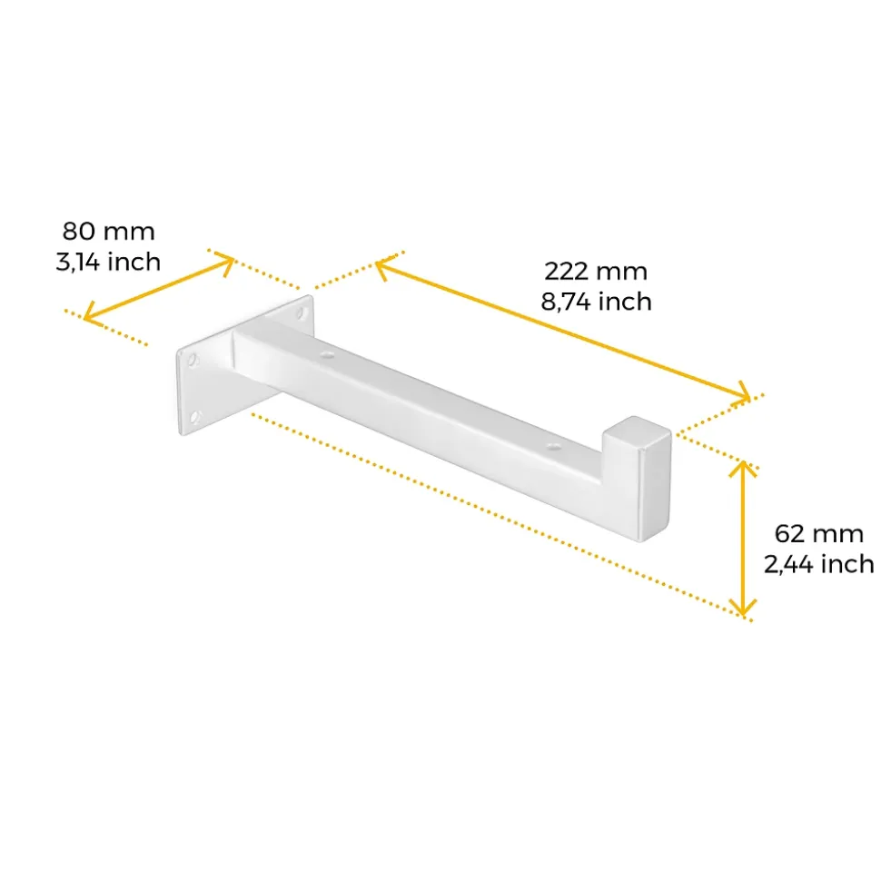 Emuca Jeu de supports pour étagères en bois Shelf droit avec tube carré, Acier, Peint en blanc