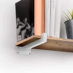 Emuca Jeu de supports pour étagères en bois Shelf droit avec tube carré, Acier, Peint en blanc