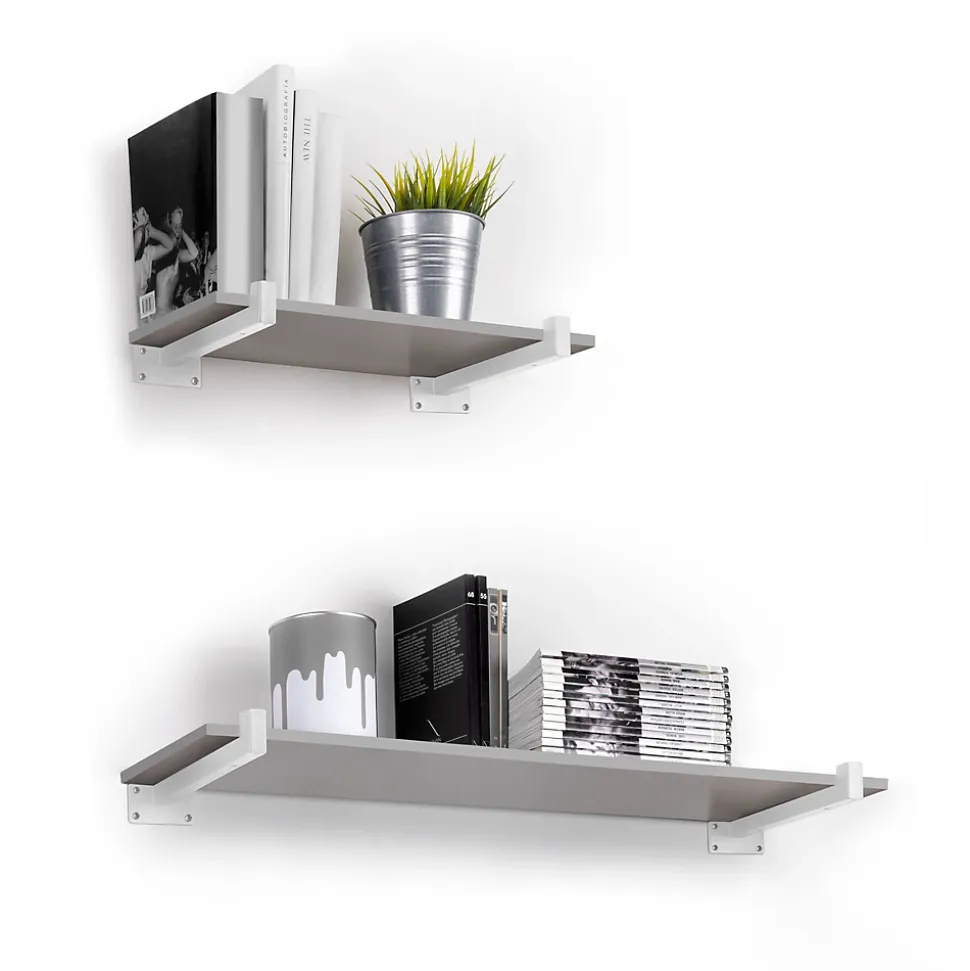 Emuca Jeu de supports pour étagères en bois Shelf droit avec tube carré, Acier, Peint en blanc