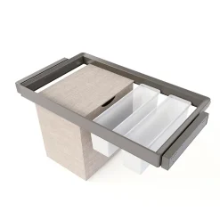 Emuca Kit 2 plateaus auxiliaires, 1 panier et rack ajustable Quartz pour armoires, glissières extension totale et à fermeture