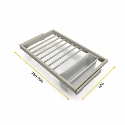 Emuca Kit de 7 porte-pantalons, 1 plateau et 1 cadre coulissant à fermeture douce pour armoires, réglable, module 800mm, Gris