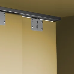 Emuca Kit de 2 portes coulissantes et Flow de ferrures pour armoires à fermeture souple avec rails de surface 2,35m, panneaux non