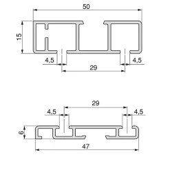 Emuca Kit de 2 portes coulissantes et Flow de ferrures pour armoires à fermeture souple avec rails de surface 2,35m, panneaux non